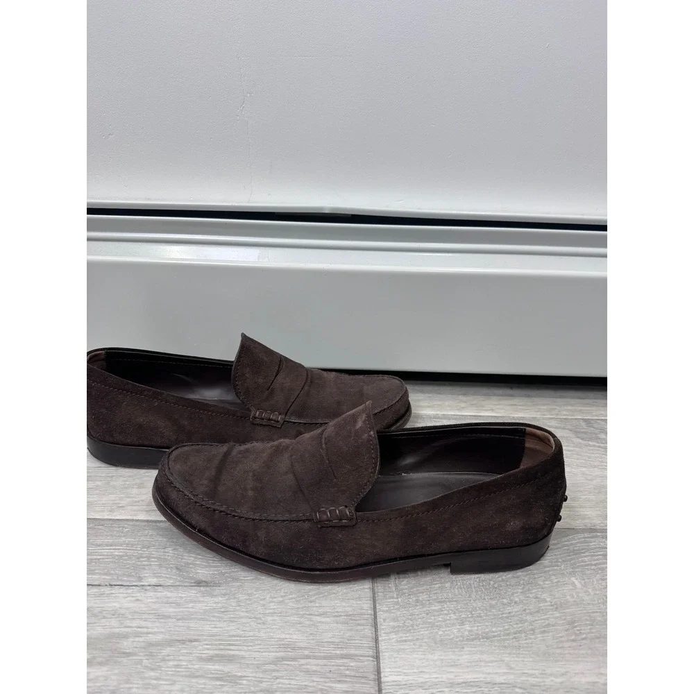 Tod's Mens Brown Suede Penny Loafers Gommino Made in Italy 9.5